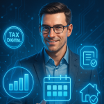 “Making Tax Digital 2026 graphic showing digital tax submission, online HMRC system and MTD compliance on laptop and smartphone