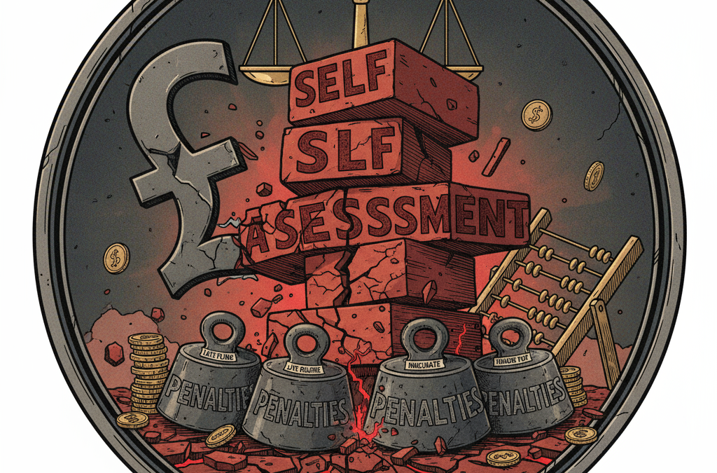 Self-assessment penalties explained with a clear breakdown of late filing charges, late payment penalties and interest for UK taxpayers.