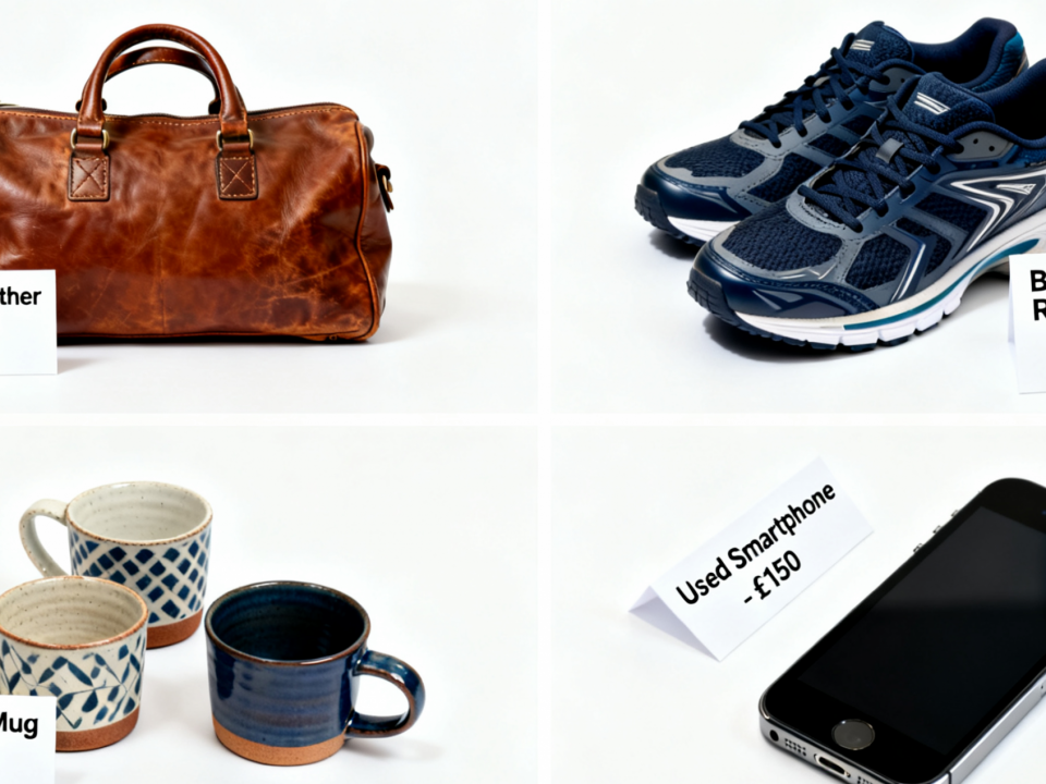 A person sorting second-hand clothes and parcels at home, preparing to list items on Vinted and eBay, with a message reassuring that selling personal belongings is not taxable.