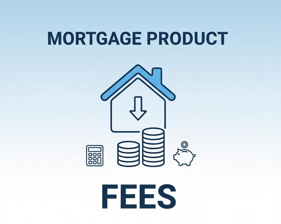 Illustration showing a landlord comparing paying a mortgage product fee upfront versus adding it to the loan.