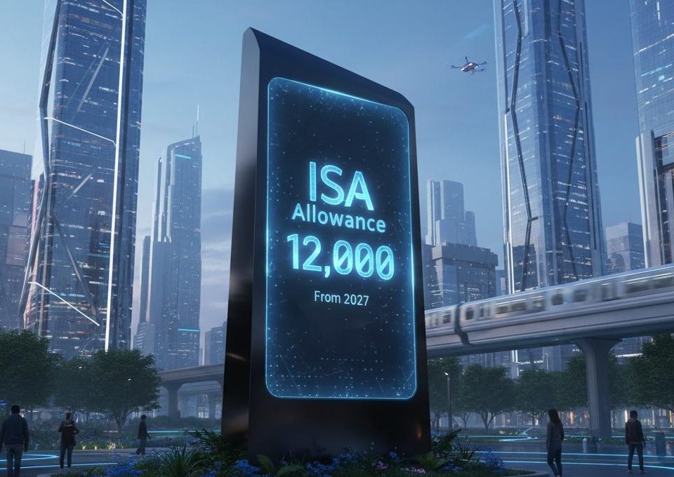 ISA allowance dropping to £12,000 from April 2027 shown in a simple financial graphic