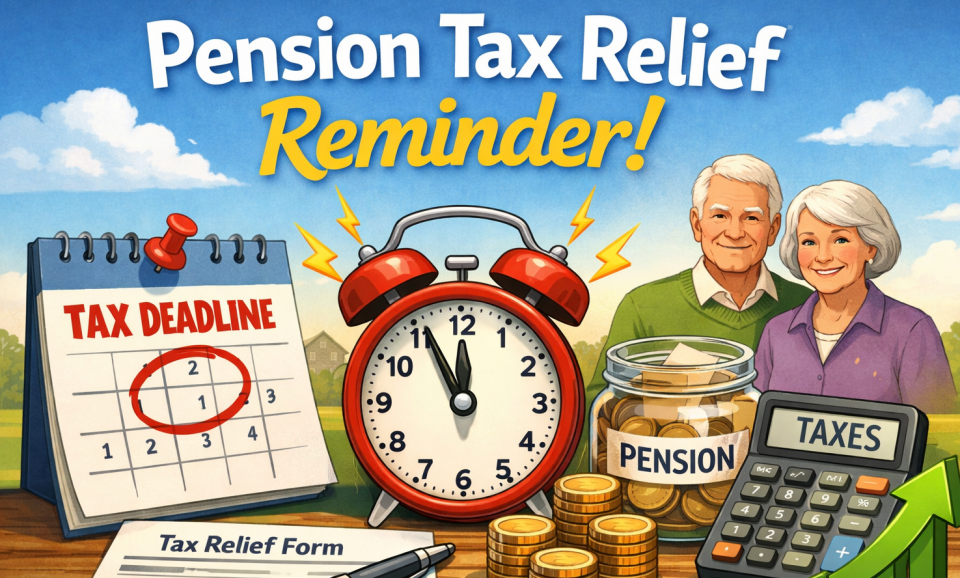 Pension tax relief reminder showing how UK taxpayers can claim tax back on pension contributions