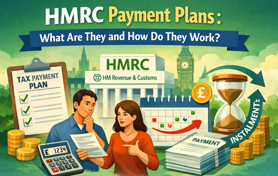 HMRC payment plans explained showing tax instalments, calculator, payment schedule and HM Revenue and Customs building