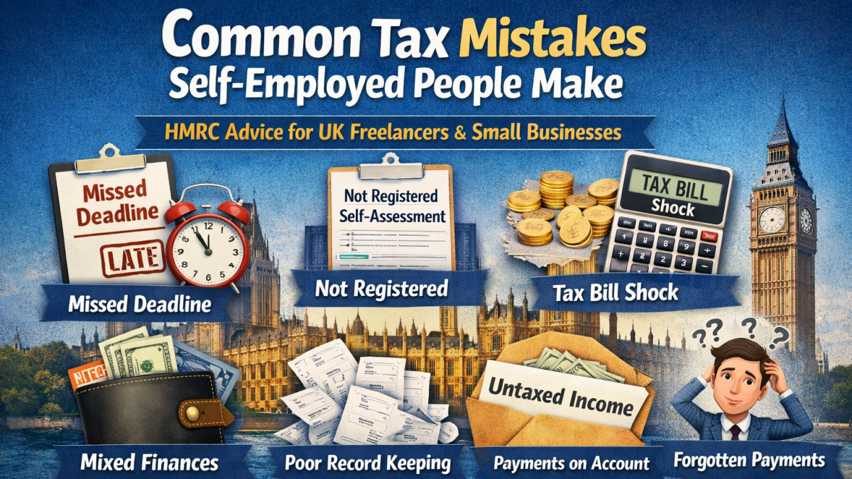 Common tax mistakes self-employed people make in the UK including HMRC deadlines and penalties