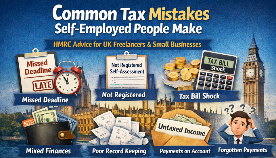 Common tax mistakes self-employed people make in the UK including HMRC deadlines and penalties