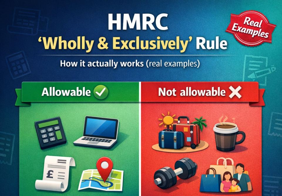 Illustration explaining HMRC’s wholly and exclusively test for allowable UK business expenses