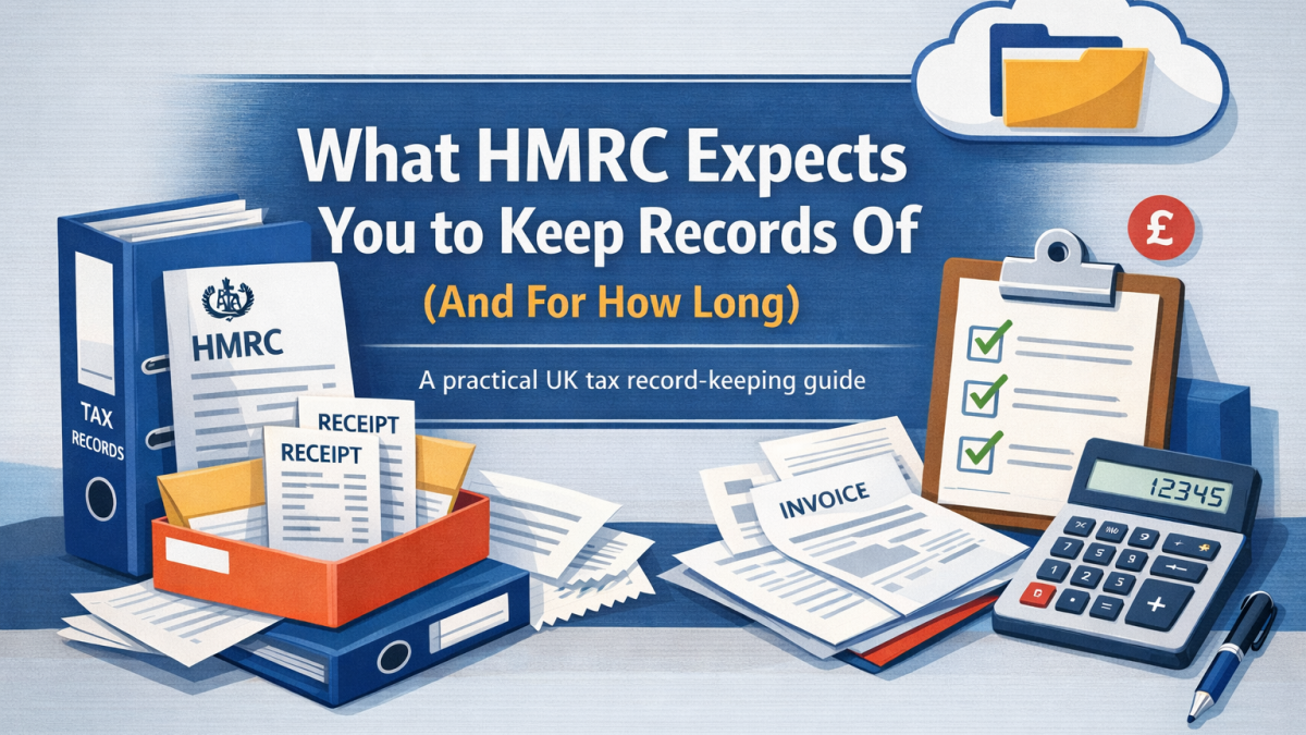 Tax records and essential documents required by HMRC including invoices, receipts, bank statements and self-assessment records