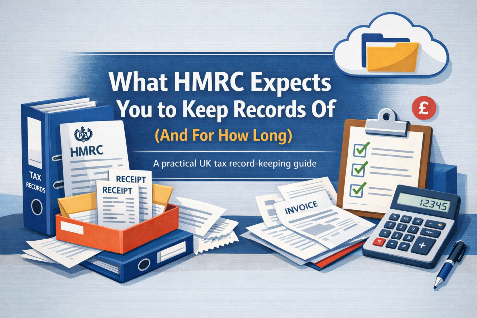 Tax records and essential documents required by HMRC including invoices, receipts, bank statements and self-assessment records