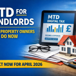 MTD for Landlords April 2026 digital tax reporting for UK property owners with tablet showing income and expenses
