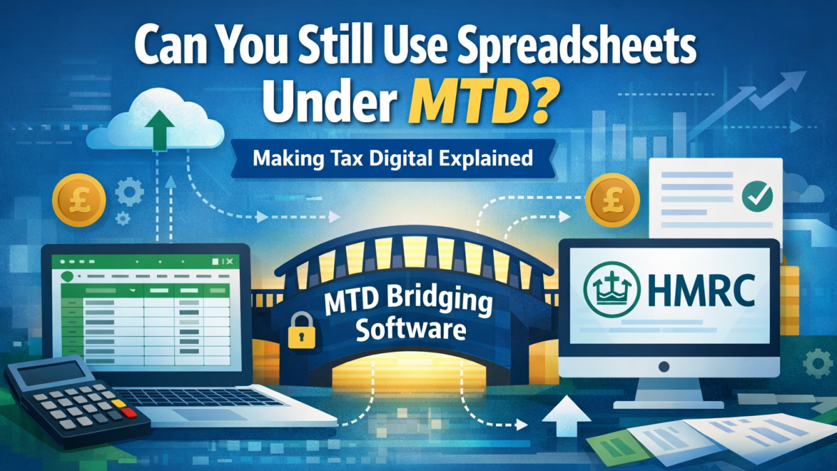 Can you still use spreadsheets under Making Tax Digital UK with bridging software and HMRC digital submission illustration