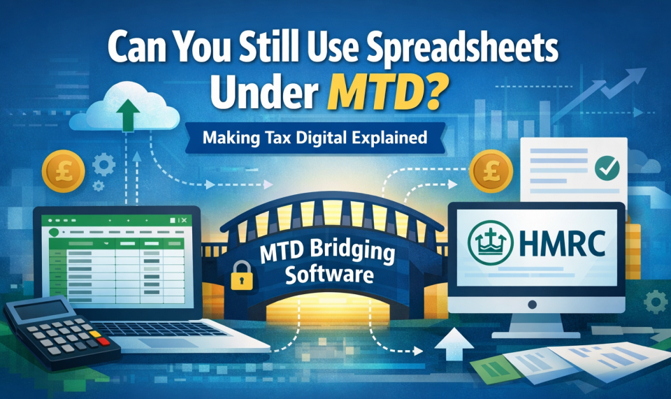 Can you still use spreadsheets under Making Tax Digital UK with bridging software and HMRC digital submission illustration