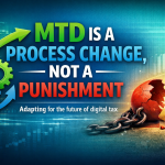 Illustration showing Making Tax Digital as a business process change rather than a tax penalty