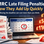 HMRC late filing penalties increasing quickly with UK tax deadline calendar and penalty notices