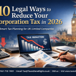 10 legal ways to reduce corporation tax in 2026 for UK limited companies with financial planning desk and charts