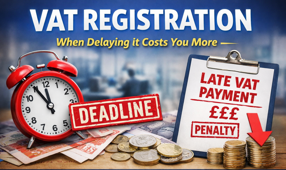 VAT registration deadline concept showing penalties and late VAT payment costs for UK businesses