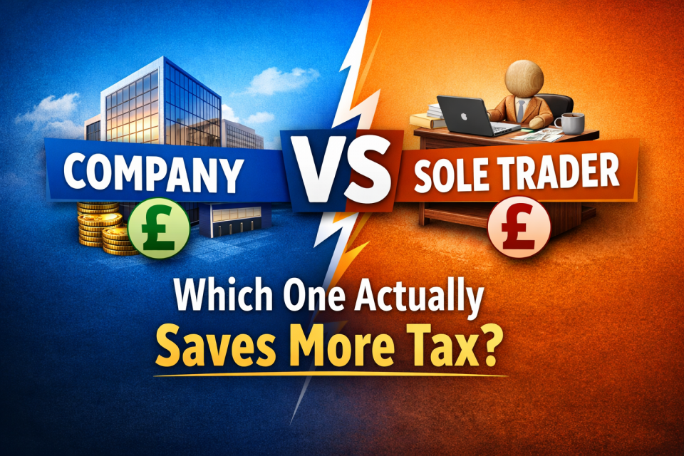 Company vs sole trader tax comparison showing which business structure saves more tax in the UK