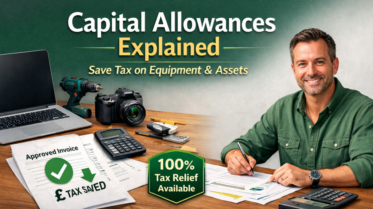 Capital allowances explained UK showing business equipment and tax savings for small businesses