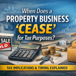 When does a property business cease for tax purposes UK explained with property sale sign and tax documents
