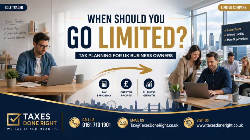 When should you go limited UK business tax planning sole trader vs limited company comparison