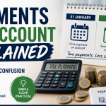 Payments on account explained UK showing January and July tax deadlines with calculator and coins