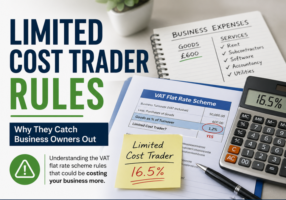 Limited cost trader rules UK VAT flat rate scheme showing 16.5 percent rate and business expenses