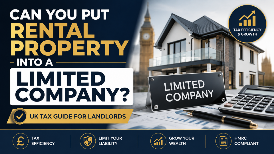 Rental Property Into Limited Company guide showing a UK rental property, limited company concept and tax planning for landlords.